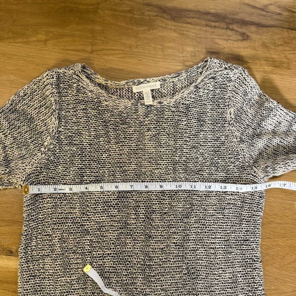 Eileen Fisher knit Linen Cotton blend 3/4 Sleeve Beige Top Women’s Size X-Small - Picture 6 of 7